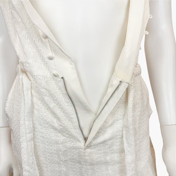NWT VICI Textured Short-Sleeve V-Neck Belted Button-Up Jumpsuit (White | Size M) - Picture 9 of 11